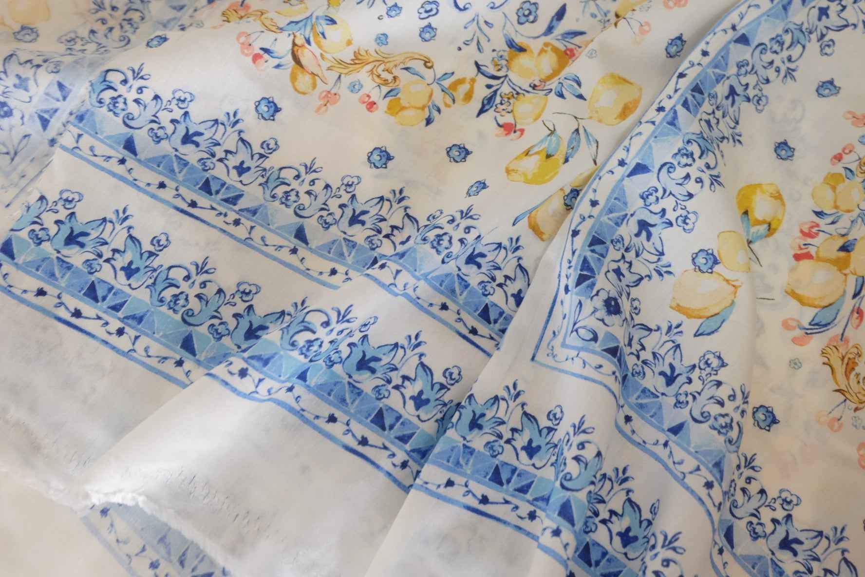 Blue Lemon Tencel Cotton Fabric  – 3.3 yd Cu