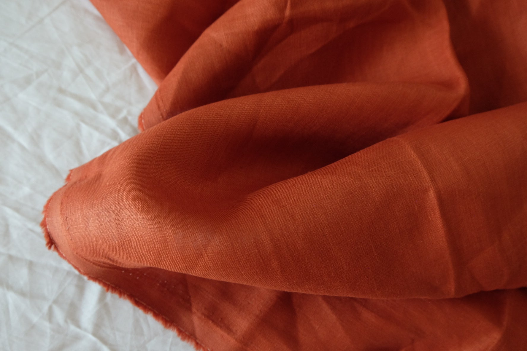 Heavy 17s Pure Linen Fabric in Rust Orange - 2.2 yd