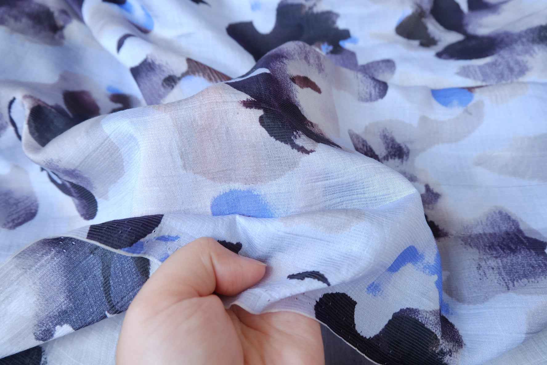 Abstract Watercolor Floral Tencel Cotton Fabric - 3.28 yd