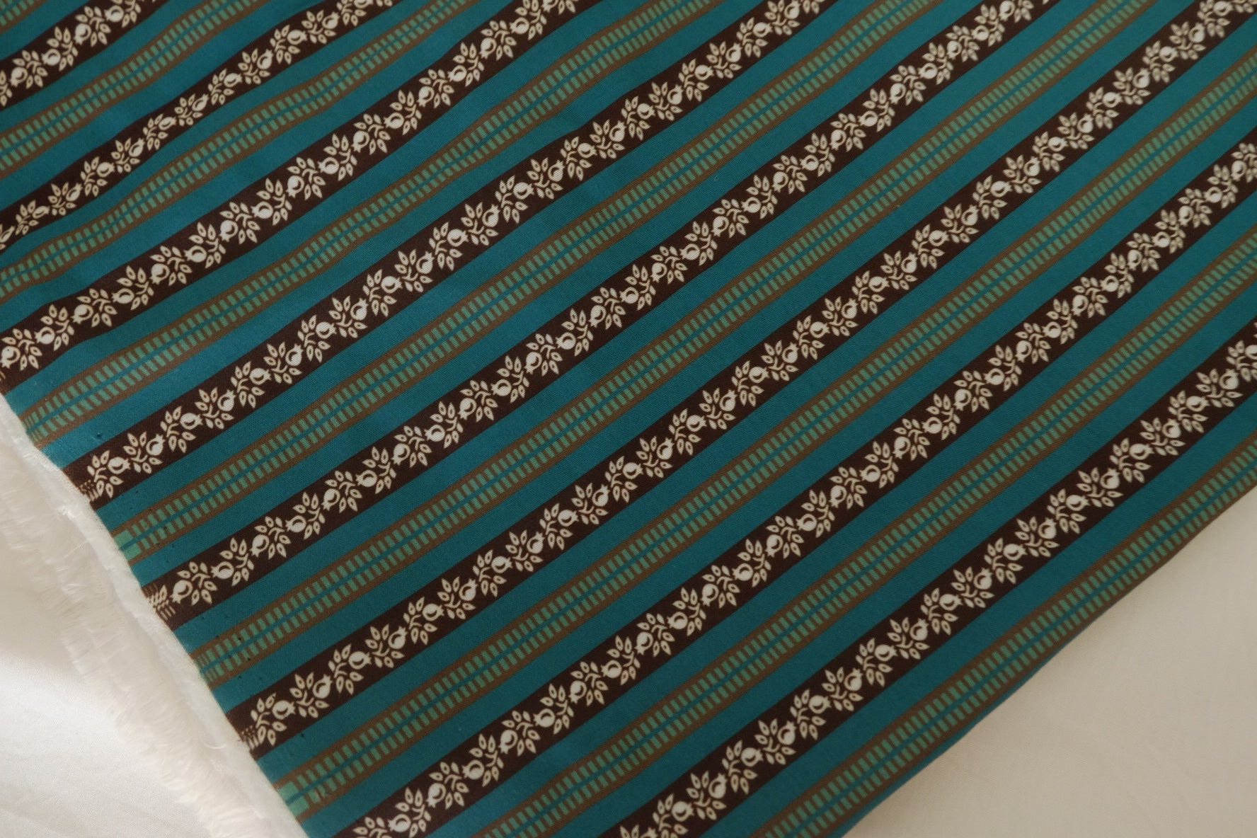 Geometric Floral Stripe Cotton Voile Fabric – 3.3 yd