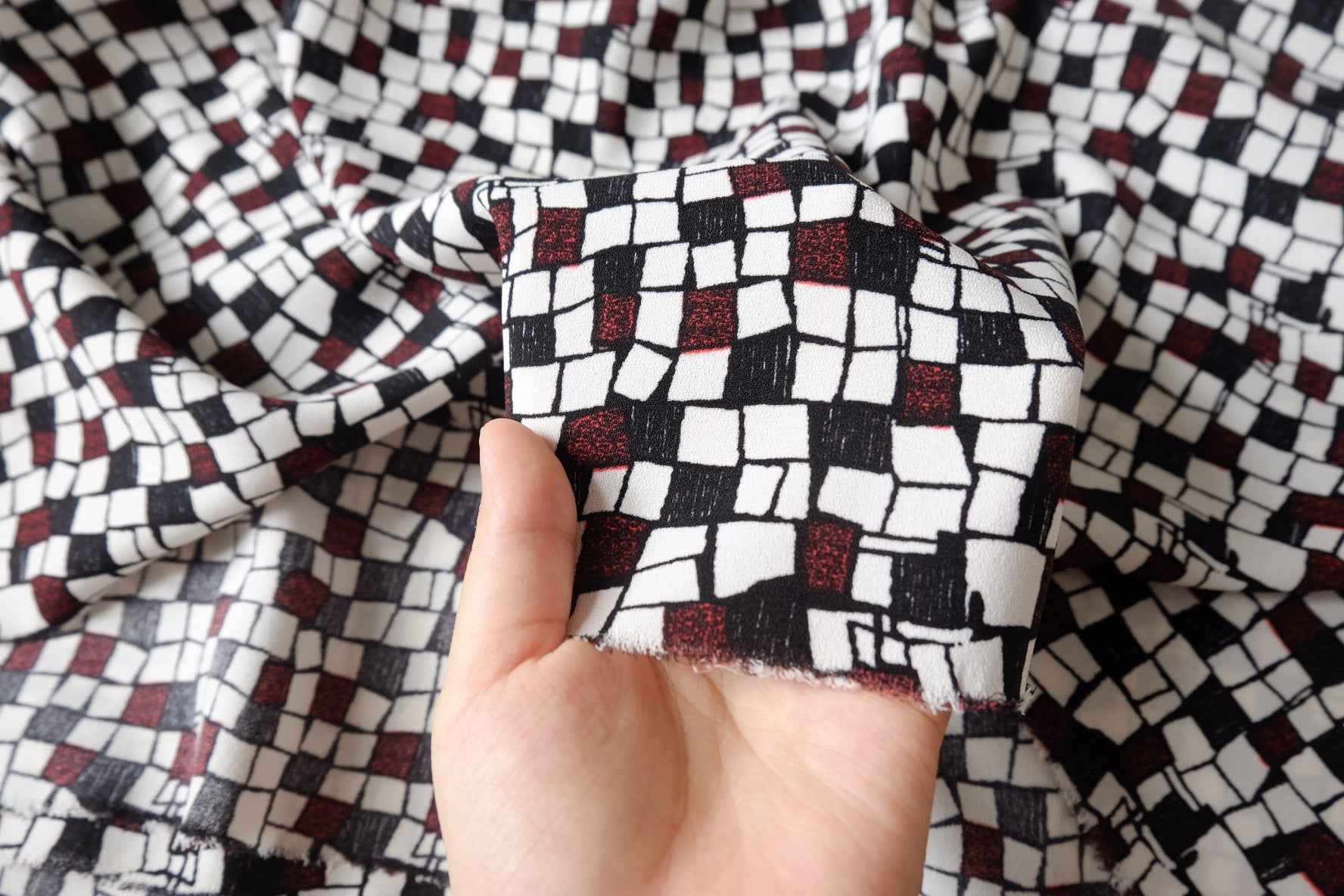 Mosaic Checker Heavy Chiffon Fabric - 2.19 Yards