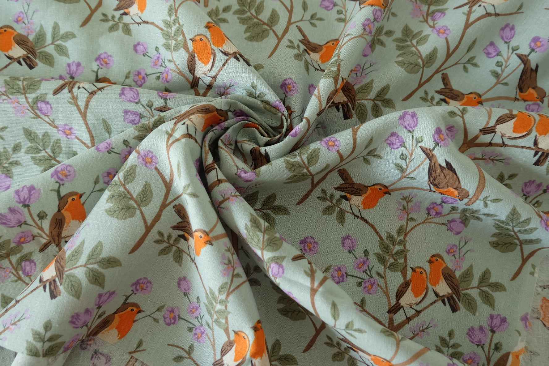 Robin Garden Linen Cotton Fabric – 2.2 yd