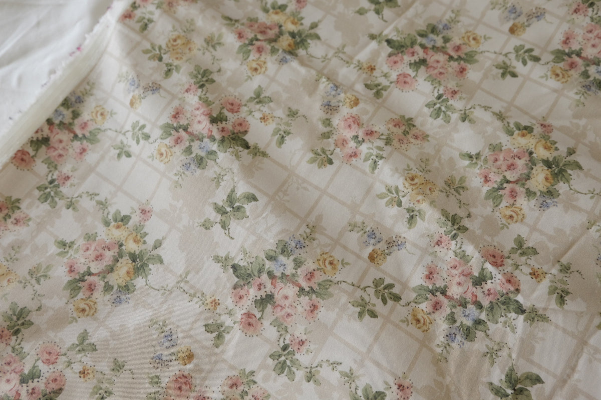 Vintage Rose Plaid Stretch Cotton Twill – 1.6 yd