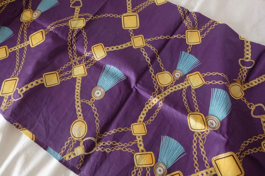 Purple Chain & Tassel Cotton Lawn Fabric – 1.6 yd