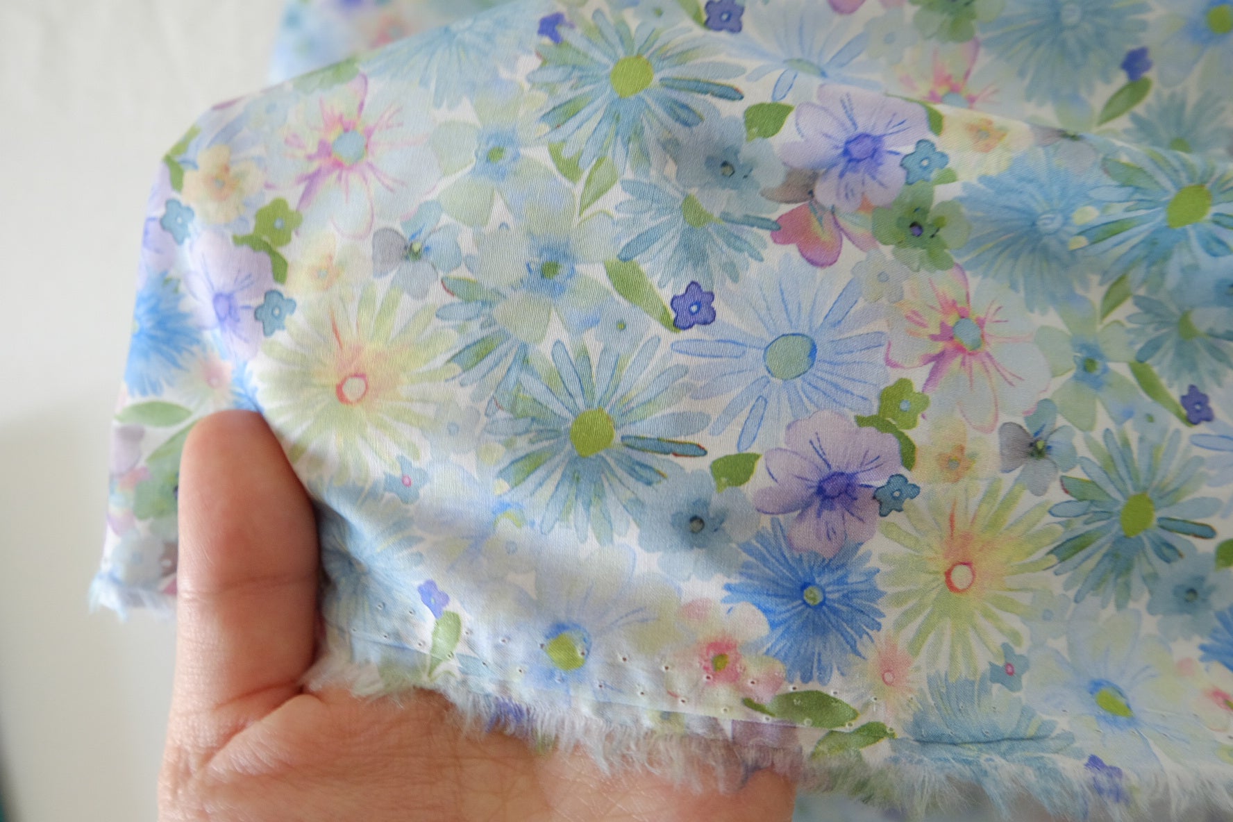 Pink Green Floral Cotton Poplin Fabric – 2.3 yd