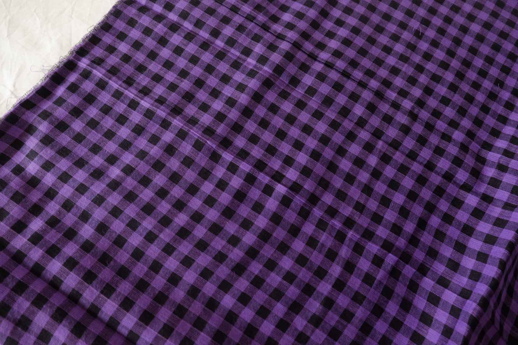 Purple & Black Gingham Cotton Gauze Fabric – 3.3 yd