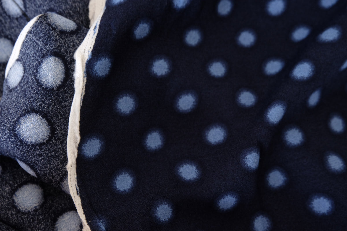 Navy Polka Dot Viscose Crepe – 2.2 yd / 1.5 yd
