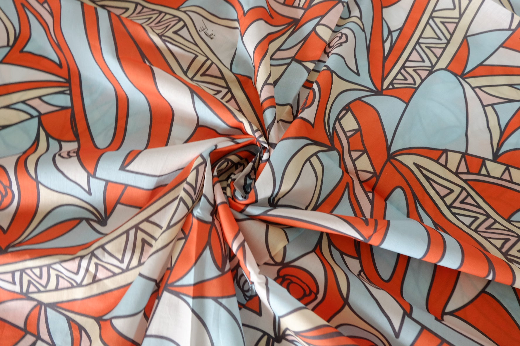 Abstract Geometric Cotton Lawn Fabric – 2.5 yd