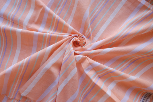 Peach Pastel Striped Cotton Linen – 2.2 yd