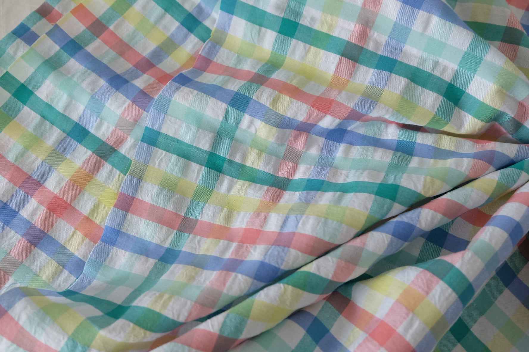 Pastel Plaid Yarn-Dyed Cotton Seersucker Fabric – 2.2 yd