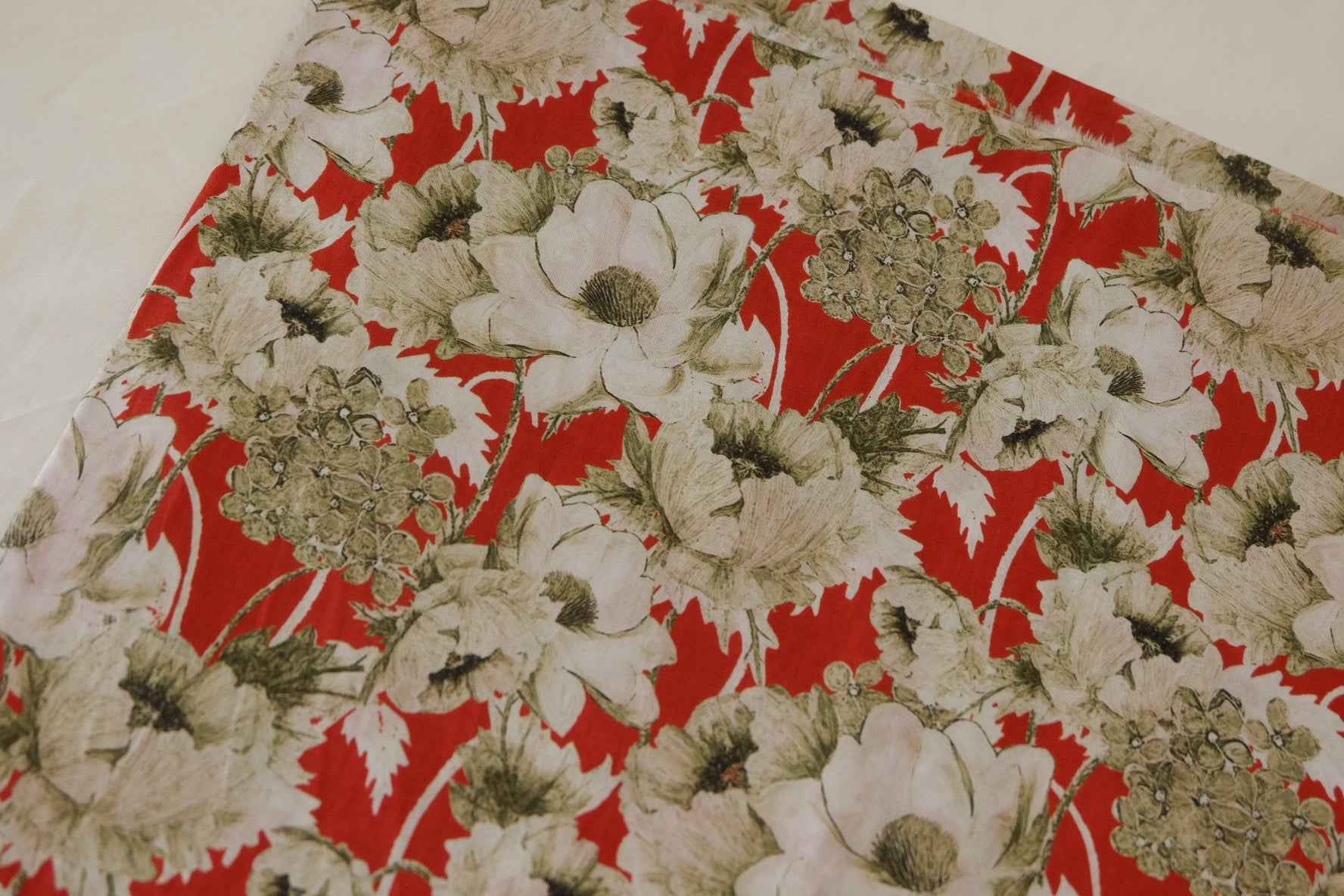 Red Vintage Floral Cotton Lawn Fabric – 2.2 yd