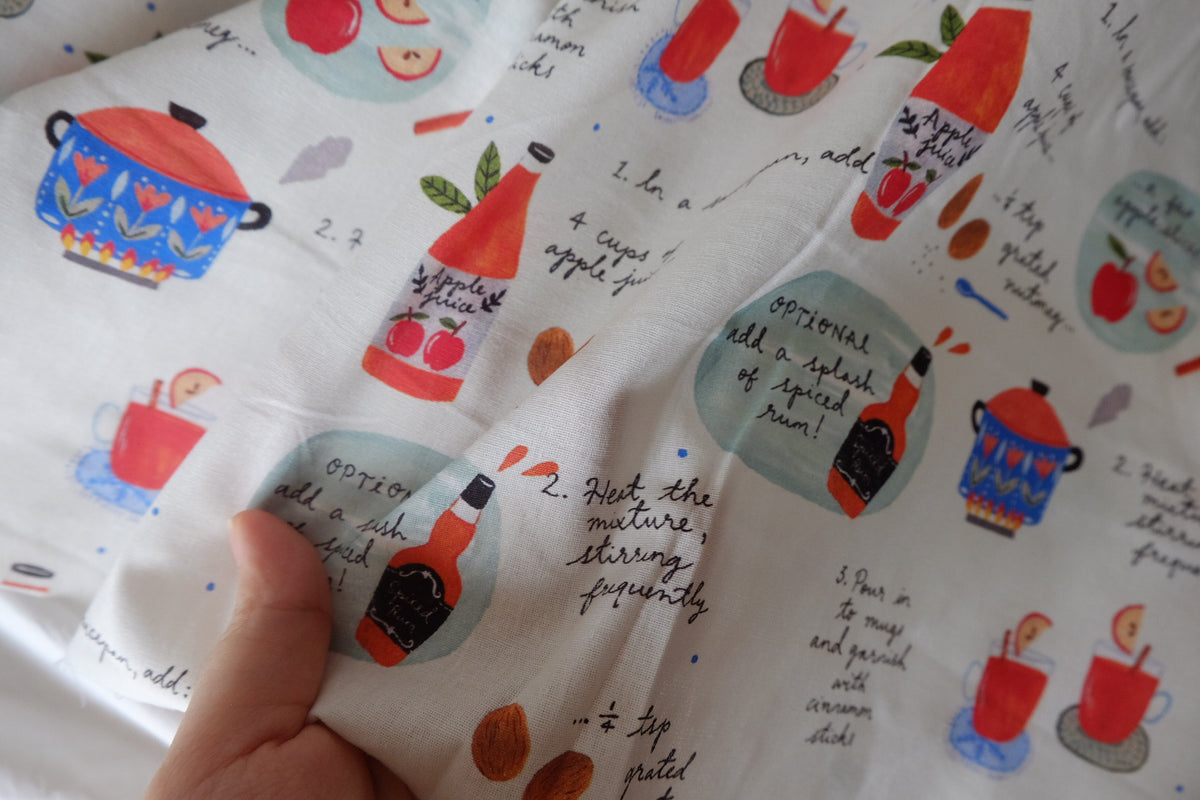Apple Cider Recipe Soft Cotton Print – 2.19 yd