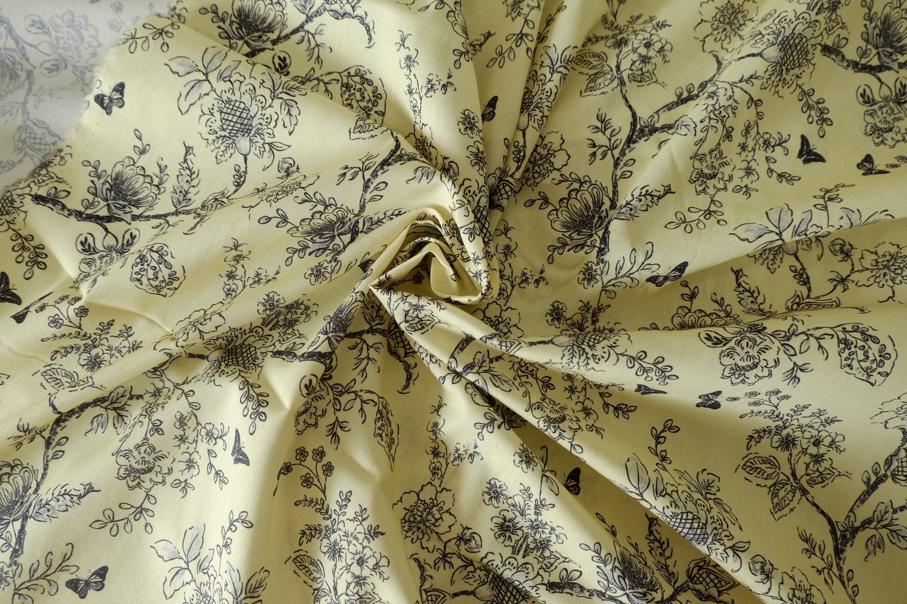 Butter Yellow Botanical Cotton Lawn – 2.2 yd