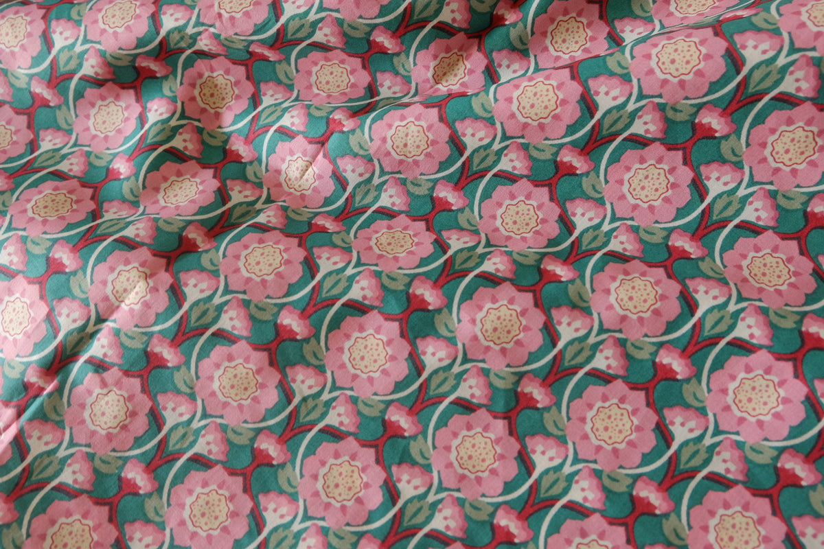 Pink Garden Floral High-Count Cotton Poplin – 3.3 yd