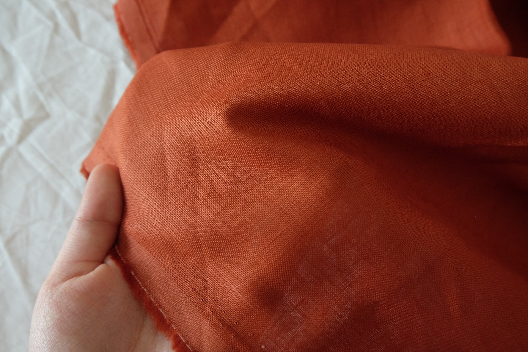 Heavy 17s Pure Linen Fabric in Rust Orange - 2.2 yd
