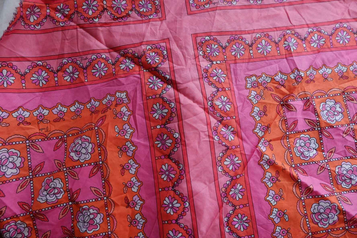 Pink & Orange Scarf-Print Cotton Lawn — 1.2 yd