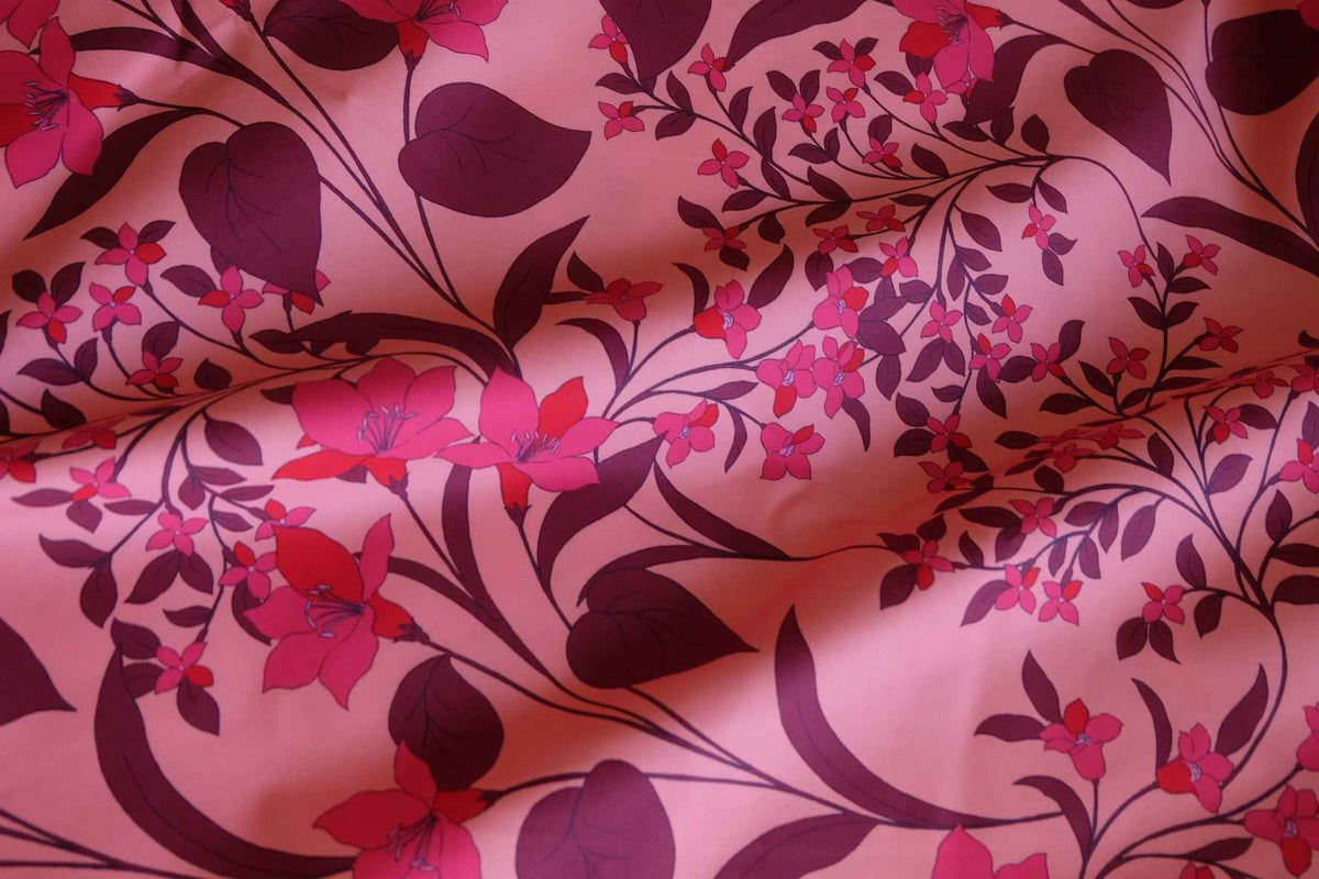 Sunset Bloom Floral Cotton Sateen Fabric – 2.19 yd