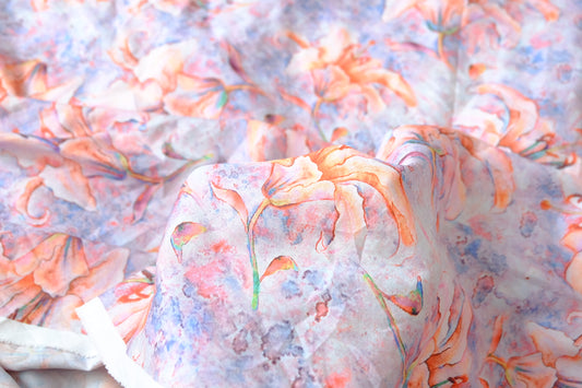 Lily Print Faux Silk Chiffon for Dresses and Blouses 3.0 Yards