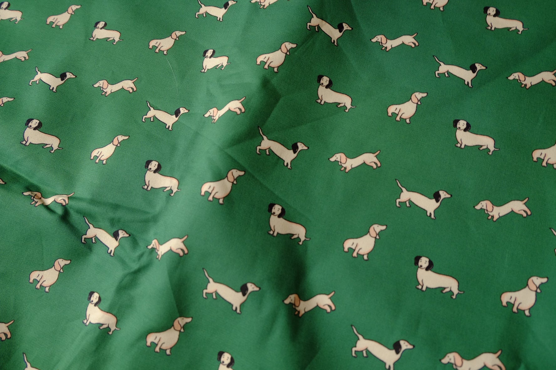 Green Dachshund Structured Cotton Twill — 1.64 yd