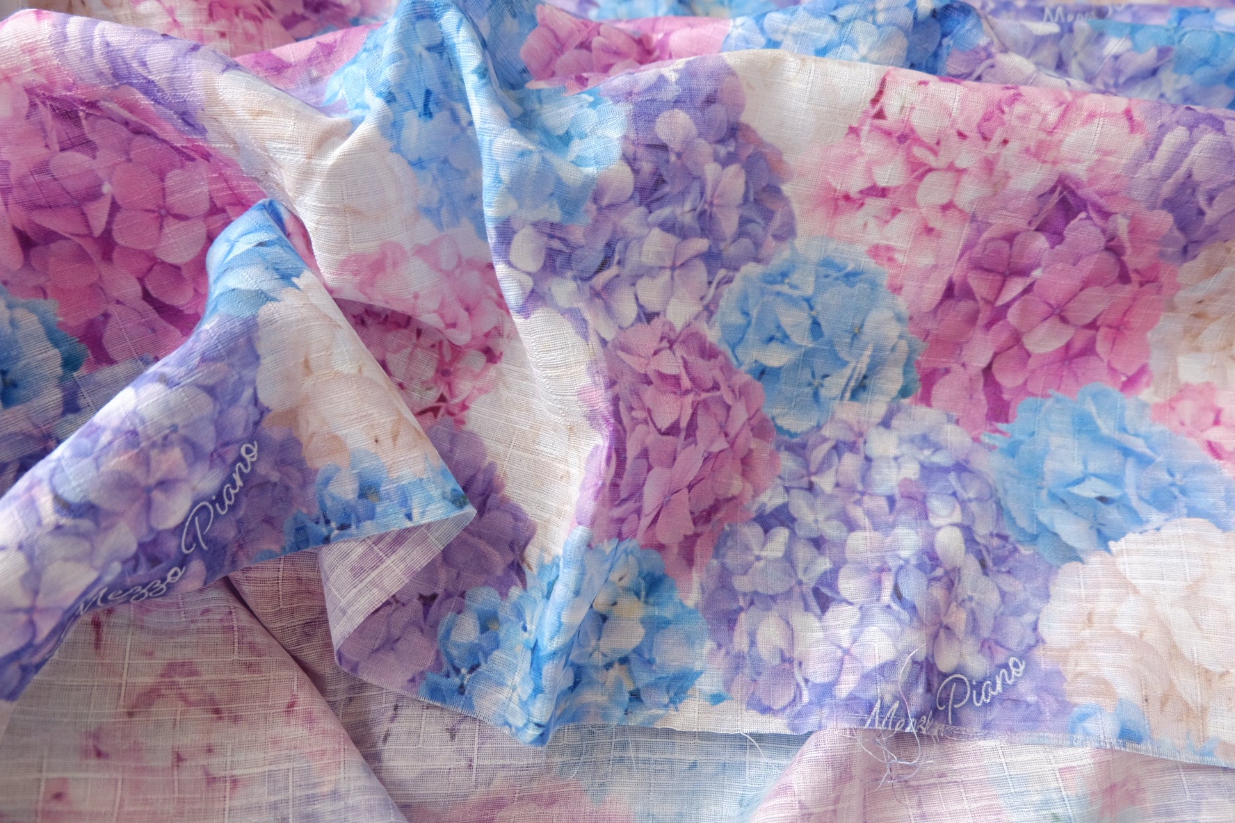 Hydrangea Slub Cotton Linen Fabric 3.3 Yards