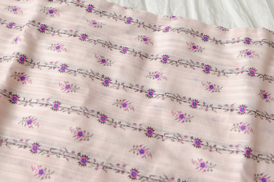 Blush Floral Vine Jacquard Stripe Cotton, 1.64 Yards