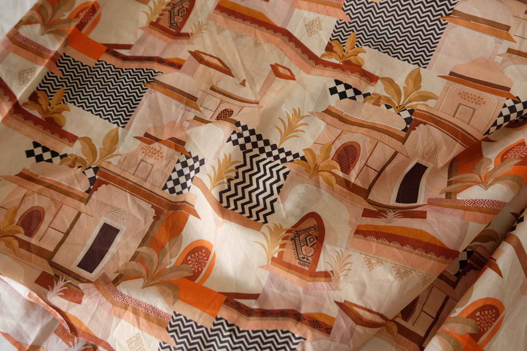 Terracotta Architecture Cotton Lawn Fabric – 1.2 yd