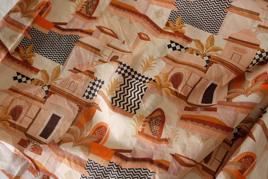 Terracotta Architecture Cotton Lawn Fabric – 1.2 yd