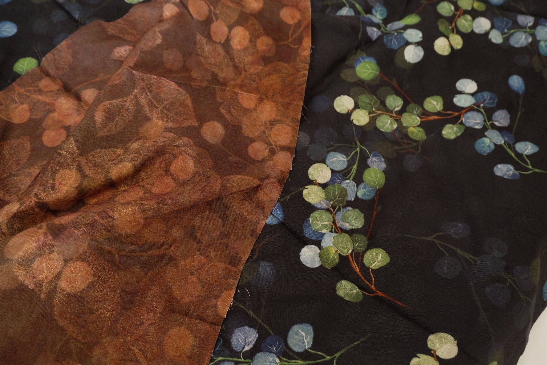 Dark Botanical Jacquard Rayon Fabric – 2.2 yd