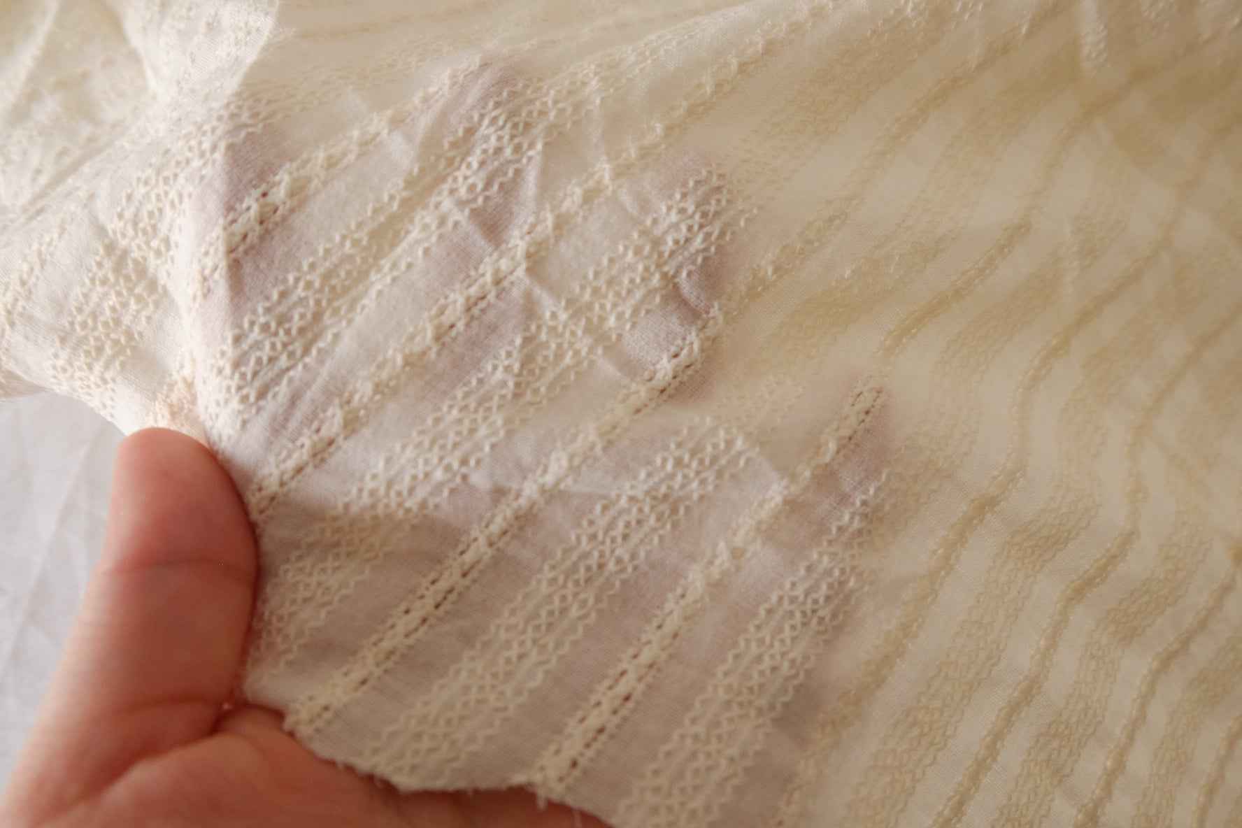 Ivory Cotton Jacquard Textured Fabric – 1.6 yd