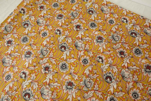Mustard Vintage Floral Cotton Lawn Fabric - 3.5 yd