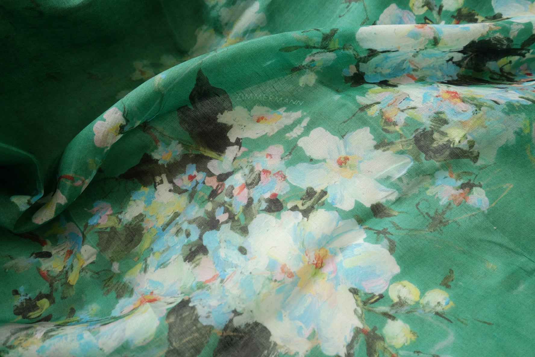 Designer Hand-Painted 80s Linen Dress Fabric - 3.28 yd