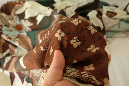 Tencel Rayon Twill Print Fabric – Artistic Floral & Geometric Boho -2 yds
