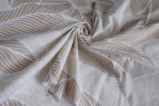 Neutral Leaf Cotton Poplin Fabric - 3.28 yd