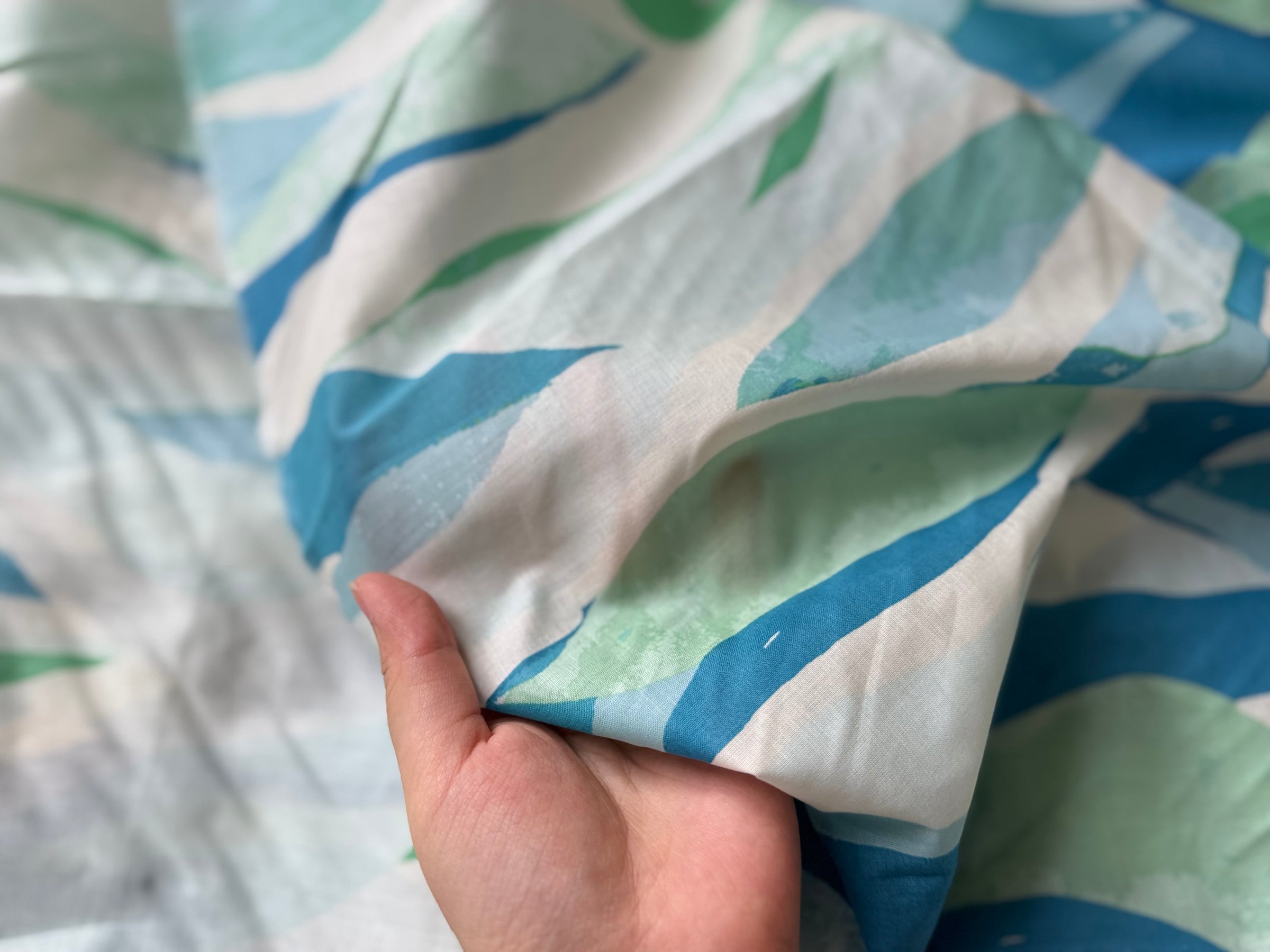 Ocean Wave Abstract Cotton Lawn Fabric — 2.19 yd
