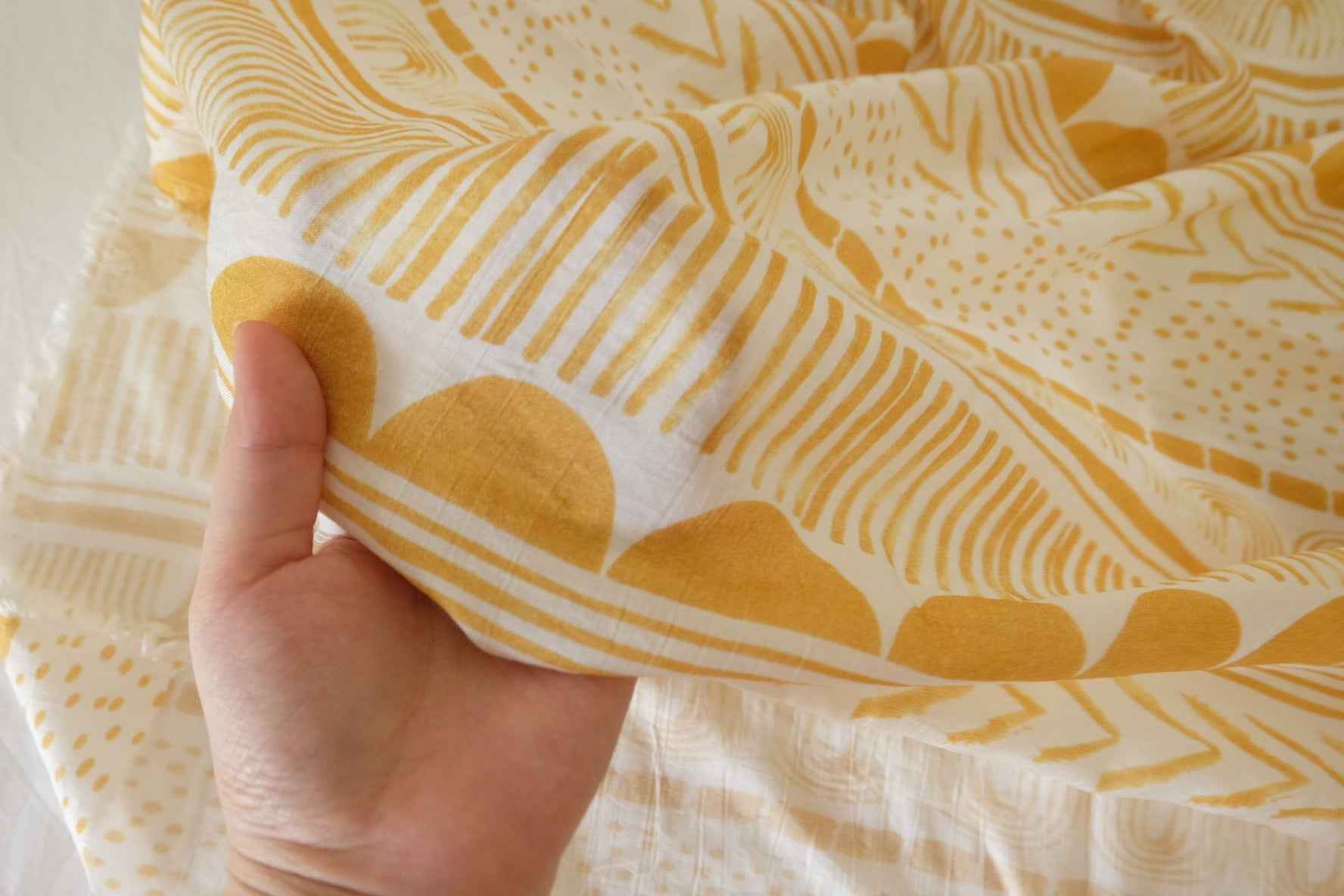 Tencel Ramie Blend Abstract Geometric Fabric –2.6 yd