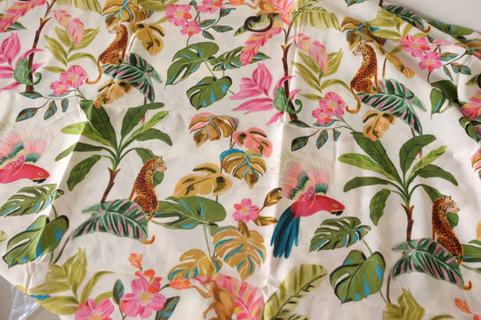 Tropical Animal Rayon Challis Fabric – 3.3 yd