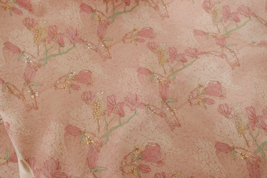 Vintage Bird & Floral Jacquard Fabric with Backing – 2.2 yd