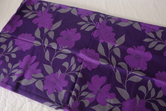 Purple Floral Cotton Voile Fabric – 3.3 Yards