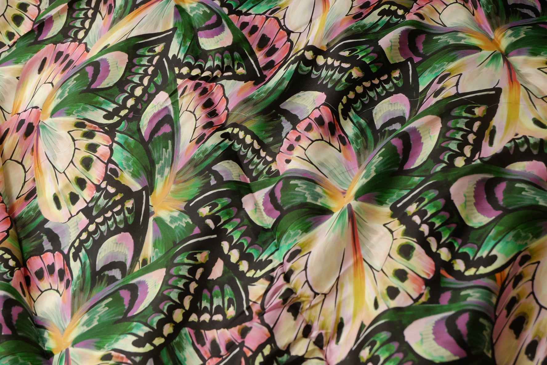 Bold Butterfly Cupro Fabric, Fluid Dress Weight Statement Print