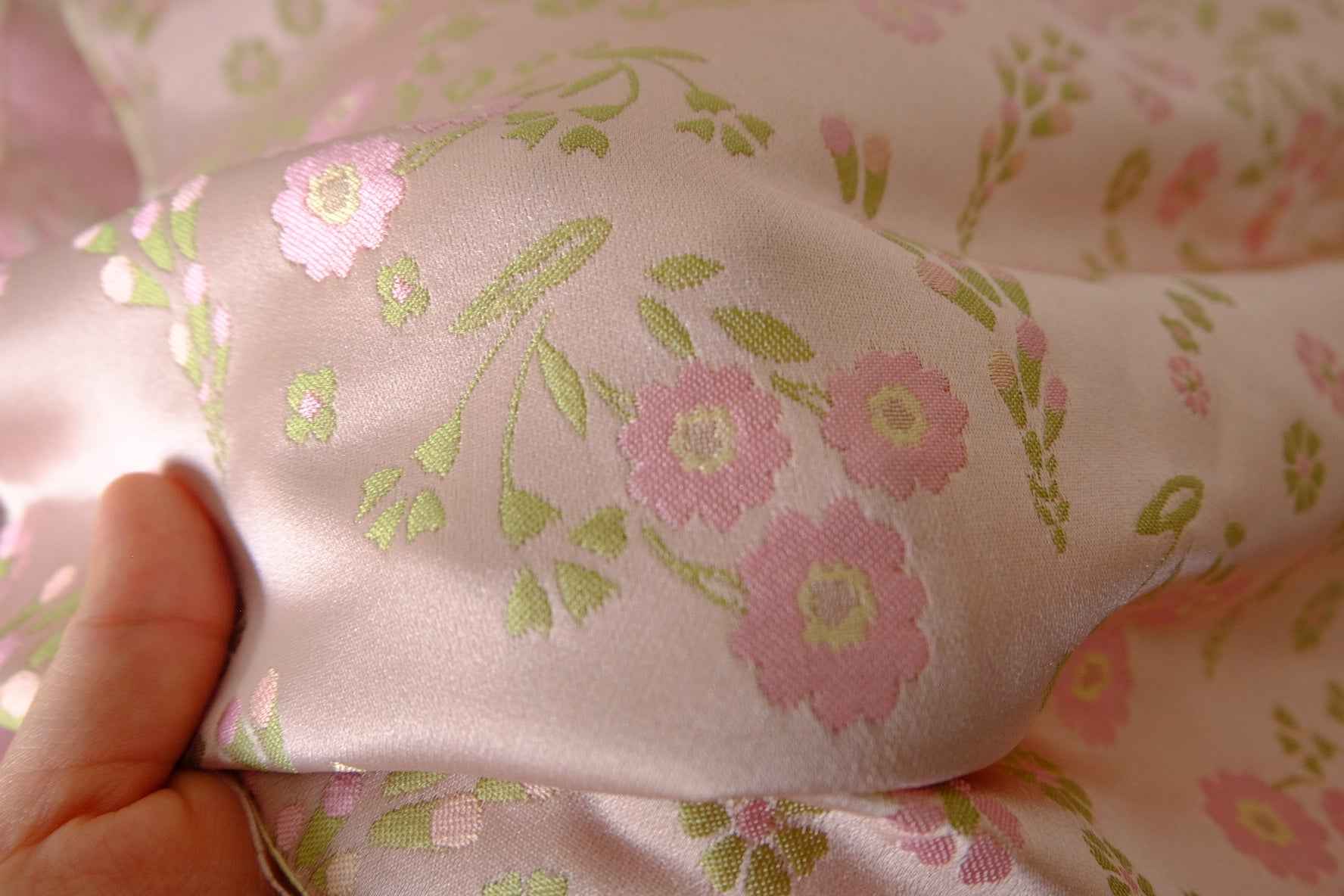 Pink Floral Jacquard Satin Fabric – 2.2 yd