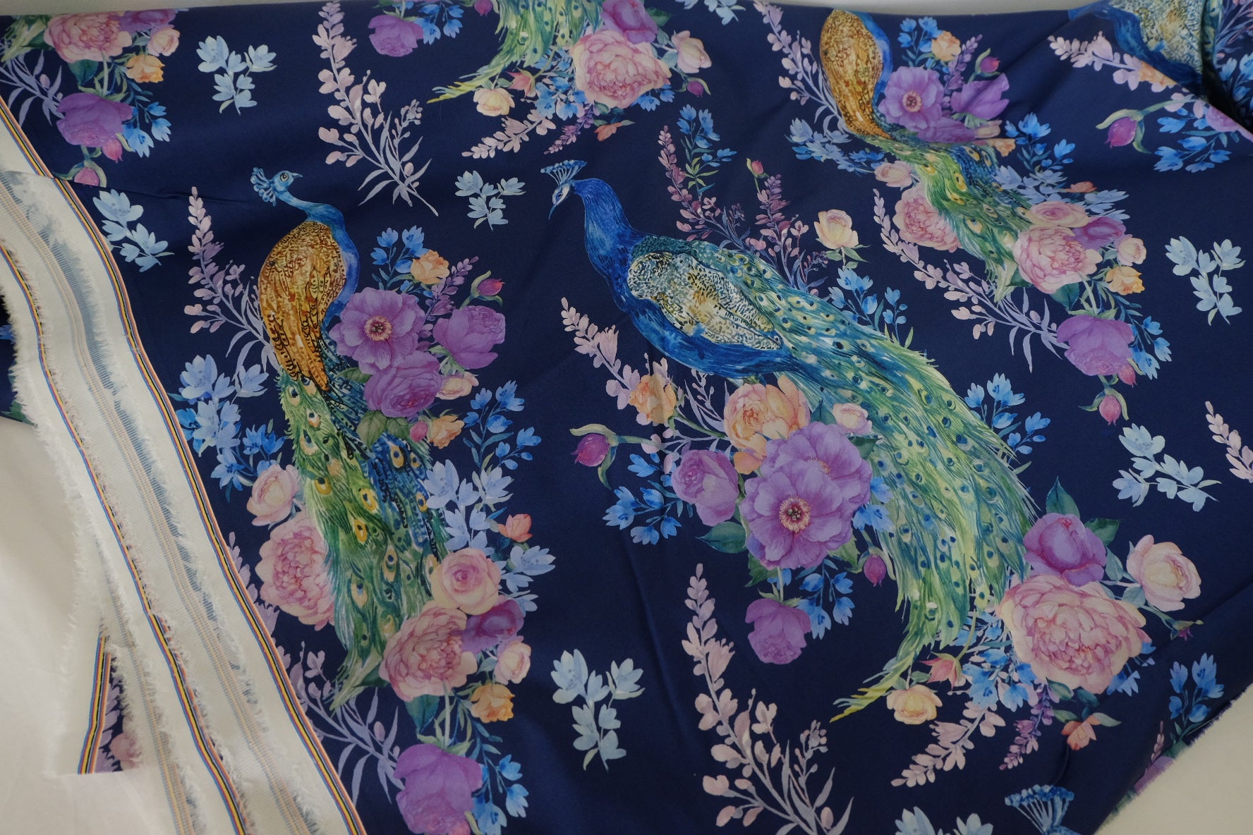 Australian Designer Deadstock Peacock Cotton Sateen Fabric – Sold by the Meter