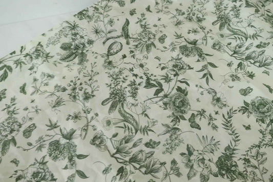 Vintage Botanical Sketch Cotton Lawn Fabric – 3.3 yd
