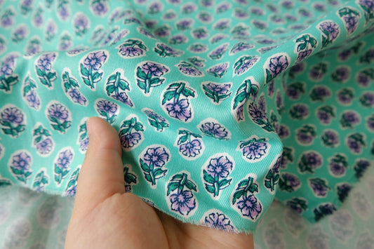 Mint Floral Cotton Twill, 2.19 Yards