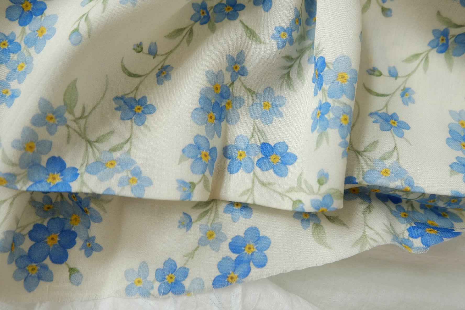 Blue Floral 80s Cotton Sateen — 3.28 yd Piece