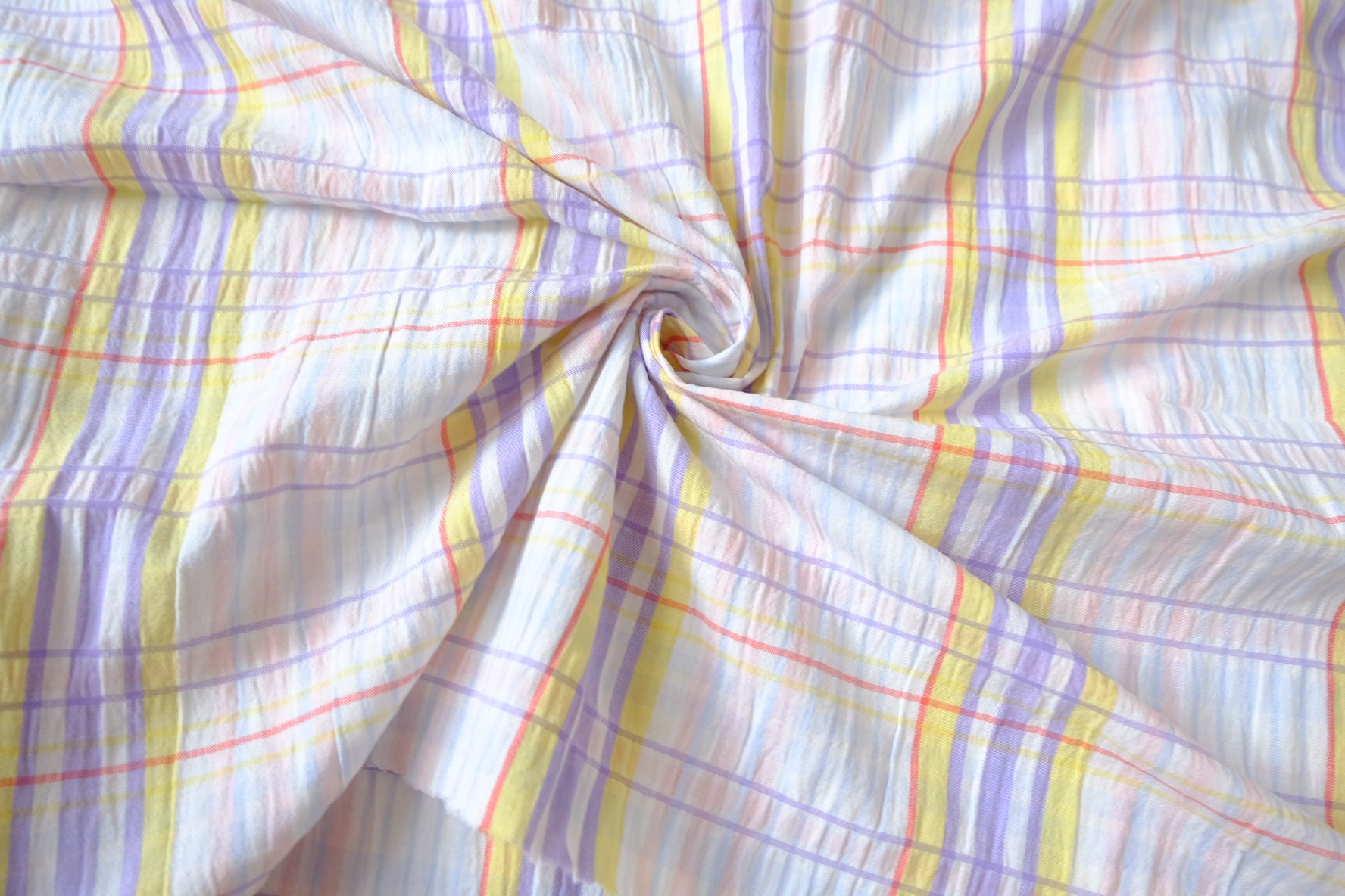 Pastel Plaid Cotton Seersucker, 2.2 Yards
