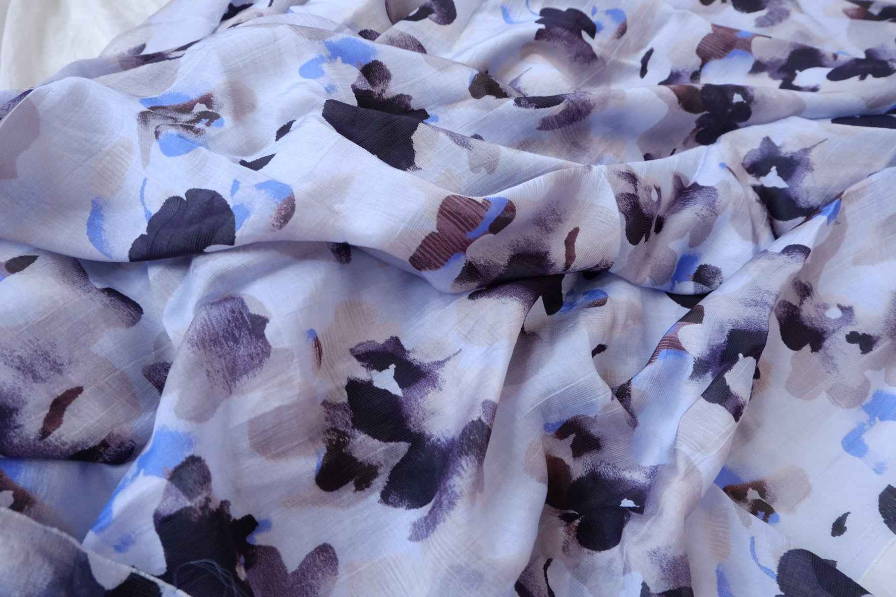 Abstract Watercolor Floral Tencel Cotton Fabric - 3.28 yd