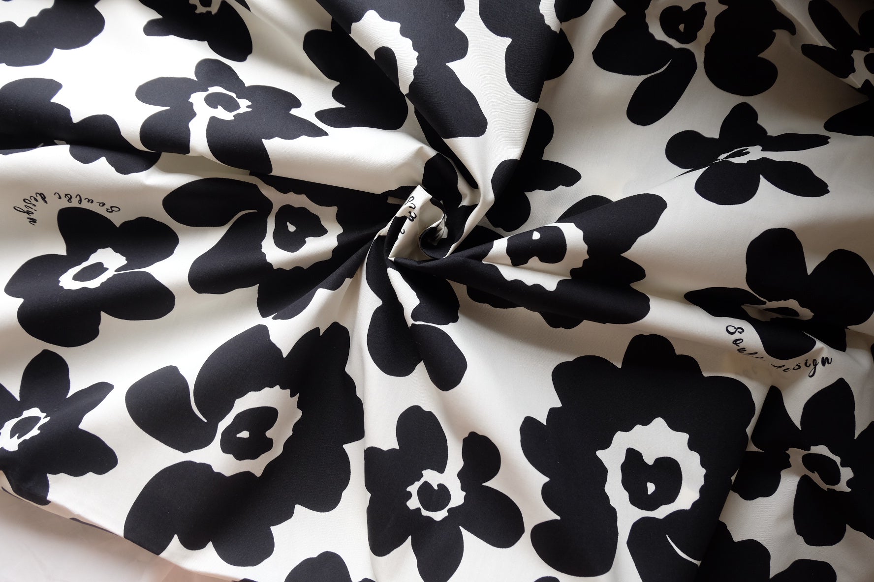 Black & White Graphic Floral Cotton Poplin – 2.2 yd / 3.3 yd
