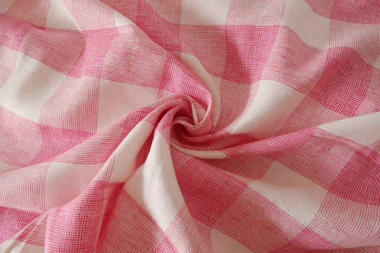 Pink Windowpane Yarn-Dyed Linen Fabric – 2.2 yd