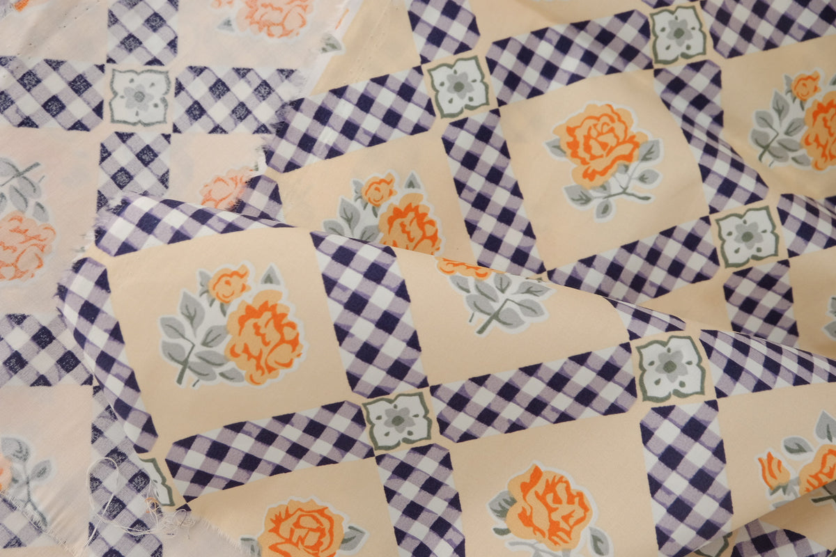 Orange Rose Check Cotton Poplin – 2.2 yd