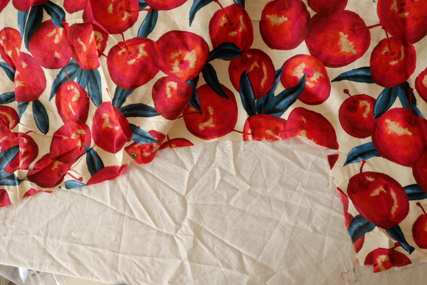 Farm Rio Style Cherry Print Linen Cotton Fabric - 2.4 yd